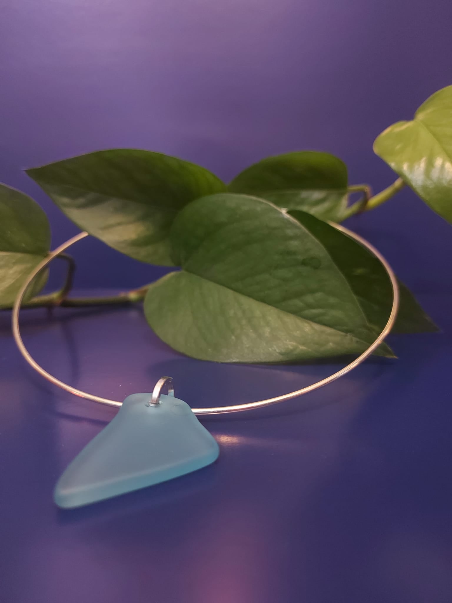 Recycled Blue Glass Necklace